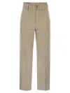 Brunello Cucinelli Women's Cotton Linen Canvas Corset Cigarette Trousers With Jewellery In Beige