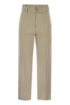Brunello Cucinelli Women's Cotton Linen Canvas Corset Cigarette Trousers With Jewellery In Beige