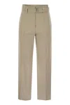 Brunello Cucinelli Cotton Linen Canvas Corset Cigarette Trousers With Jewellery In Neutral