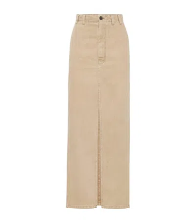 Brunello Cucinelli Cotton-linen Chino Maxi Skirt In Coloniale