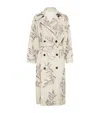 Brunello Cucinelli Cotton-linen Floral Trench Coat In Beige