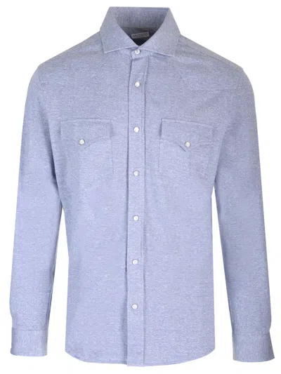 Brunello Cucinelli Cotton-linen Jersey Shirt In Grey