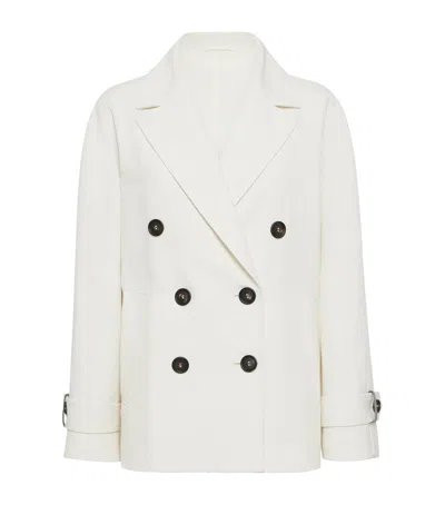 BRUNELLO CUCINELLI COTTON-LINEN MONILI PEA COAT