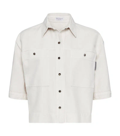 Brunello Cucinelli Cotton-linen Monili Shirt In White