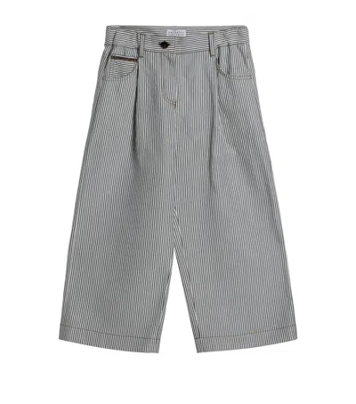 BRUNELLO CUCINELLI COTTON-LINEN STRIPE TROUSERS