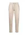 Brunello Cucinelli Cotton-linen Track Pants In Nude