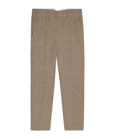 Brunello Cucinelli Cotton Linen Trousers In Brown