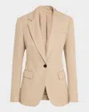 Brunello Cucinelli Cotton Linen Twill Single-breasted Blazer Jacket In C2910 Tan