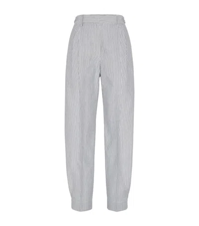 Brunello Cucinelli Cotton-linen Twill Stripe Trousers In Blue