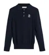 Brunello Cucinelli Embroidered Cotton Polo Shirt In Blue