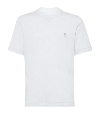 Brunello Cucinelli Cotton Logo T-shirt In White
