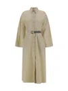 Brunello Cucinelli Women Cotton Long Dress In Neutral