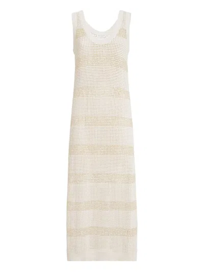 Brunello Cucinelli Cotton Long Dress In Neutral