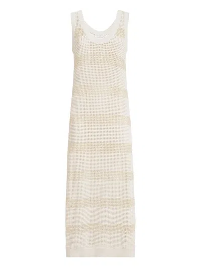 Brunello Cucinelli Women Cotton Long Dress In Gray
