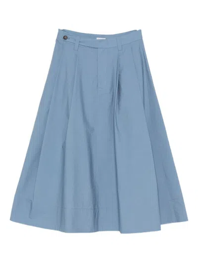 Brunello Cucinelli Cotton Long Skirt In Blue
