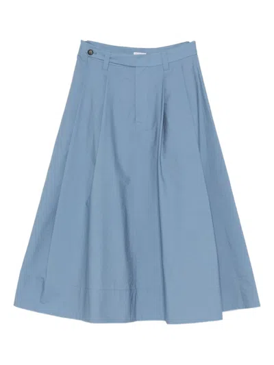 Brunello Cucinelli Cotton Long Skirt In Blue