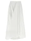Brunello Cucinelli Long Cotton Skirt With Asymmetric Draped Detailing In White