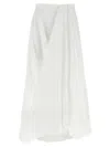 Brunello Cucinelli Long Cotton Skirt With Asymmetric Draped Detailing In White
