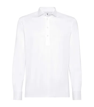Brunello Cucinelli Cotton Long-sleeve Polo Shirt In White