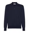 Brunello Cucinelli Cotton Long-sleeve Polo Sweater In Blue
