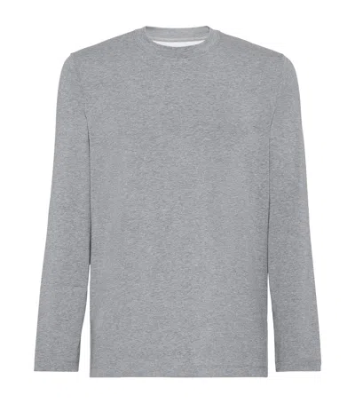 Brunello Cucinelli Long Sleeve T-shirt In Medium Grey