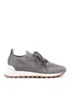 Brunello Cucinelli Monili Suede-trimmed Sneakers In Gris
