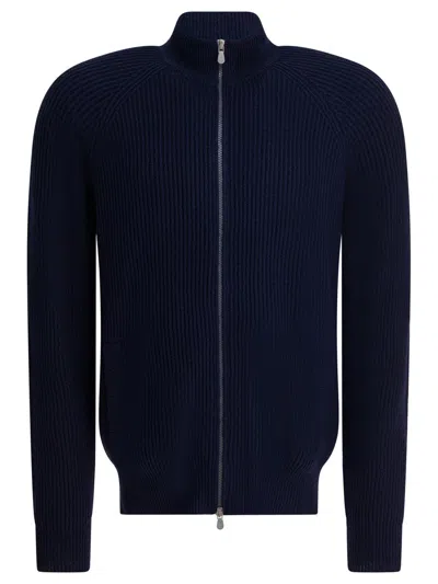 Brunello Cucinelli Cotton Malfilé Cardigan In Blue