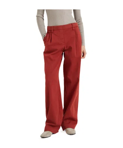 Brunello Cucinelli Cotton Mid-rise Pants In Red