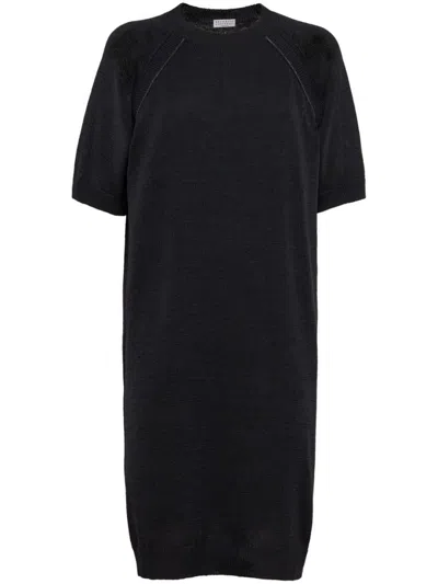 Brunello Cucinelli Cotton Midi Dress In Black