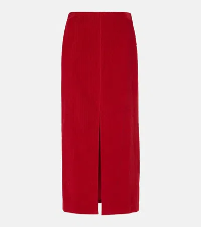 Brunello Cucinelli Cotton Midi Skirt In Red
