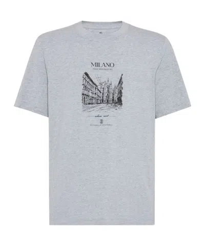 BRUNELLO CUCINELLI BRUNELLO CUCINELLI GRAPHIC PRINTED CREWNECK T-SHIRT