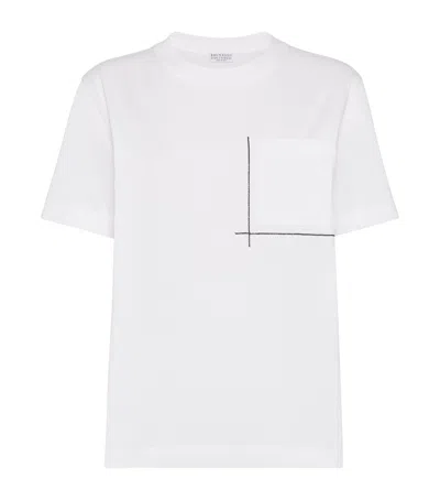 BRUNELLO CUCINELLI COTTON MONILI-DETAIL POCKET T-SHIRT