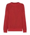 Brunello Cucinelli Ribbed Openwork Sweater In Red