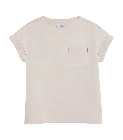 Brunello Cucinelli Kids' Cotton Monili-detail T-shirt In Pink