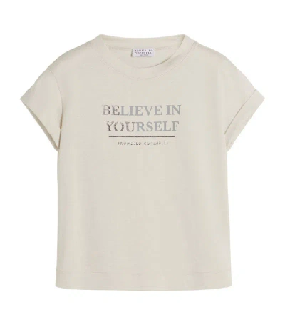 Brunello Cucinelli Kids' Cotton Monili-logo T-shirt (4-12+ Years) In White