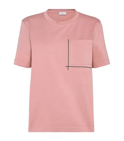 BRUNELLO CUCINELLI COTTON MONILI-TRIM T-SHIRT