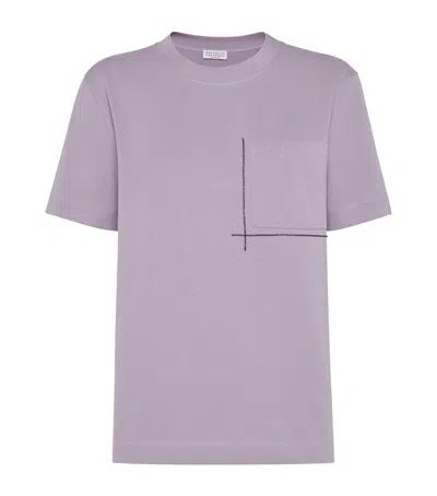 BRUNELLO CUCINELLI COTTON MONILI-TRIM T-SHIRT