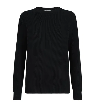Brunello Cucinelli Cotton Monili-detail Sweater In Black