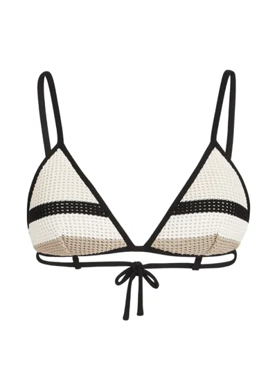 Brunello Cucinelli Cotton Net Knit Bikini Top In Neutral