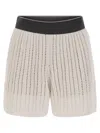 Brunello Cucinelli Women's Cotton Net Knit Shorts In White