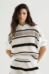 Brunello Cucinelli Striped Cotton Net Knit T-shirt In Multi