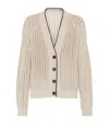Brunello Cucinelli Plunging V-neck Sweater With Sequin Embellishments In Beige