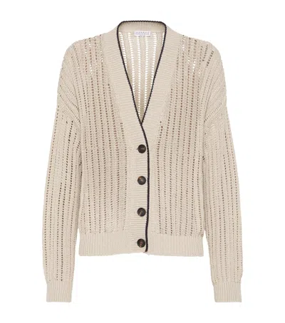 BRUNELLO CUCINELLI COTTON OPEN-KNIT CARDIGAN