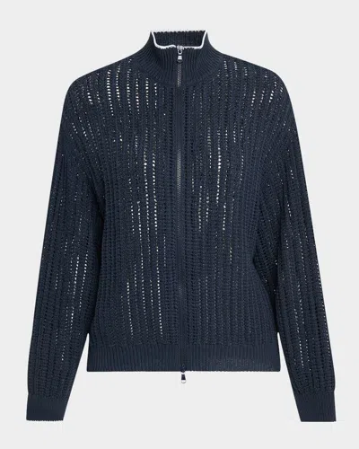 Brunello Cucinelli Cotton Open-knit Zip Cardigan