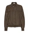 Brunello Cucinelli Cotton Organza Dazzling Stripe Jacket In Brown