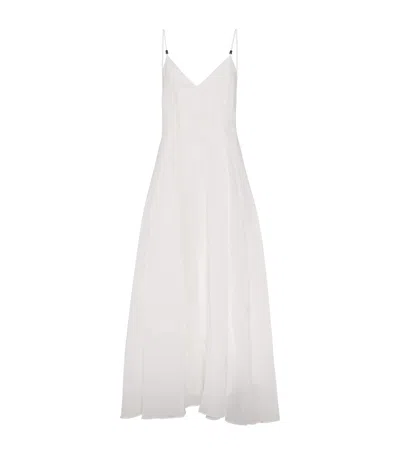 Brunello Cucinelli Cotton Organza Maxi Dress In White