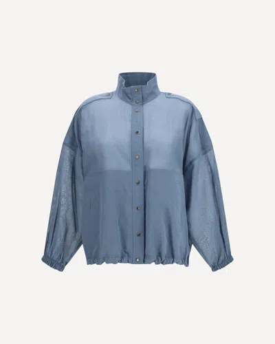 Brunello Cucinelli Cotton Organza Shirt In Blue