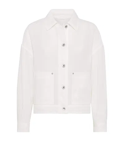 Brunello Cucinelli Cotton Organza Shirt Jacket In White