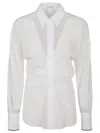 Brunello Cucinelli Cotton Organza Shirt With Wide Sleeves In White