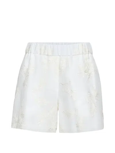 Brunello Cucinelli Cotton Organza Shorts With Dazzling Broderie Anglaise In White
